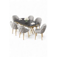 Комплект для столовой Hanah Home Zae Black Marble Gold Grey фото №2 — интернет-магазин Desire.md