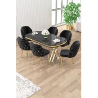 Комплект для столовой Hanah Home Zae Black Marble Gold Black