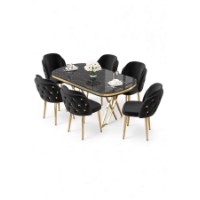 Комплект для столовой Hanah Home Zae Black Marble Gold Black фото №2 — интернет-магазин Desire.md