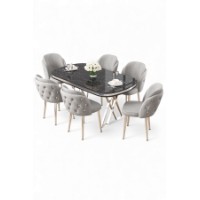 Set mobilă pentru bucătărie Hanah Home Zae Black Marble Chrome Grey imaginea #2 — magazin online Desire.md