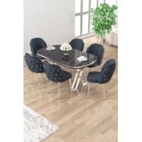 Set mobilă pentru bucătărie Hanah Home Zae Black Marble Chrome Anthracite