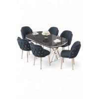 Set mobilă pentru bucătărie Hanah Home Zae Black Marble Chrome Anthracite imaginea #2 — magazin online Desire.md
