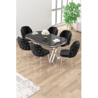 Комплект для столовой Hanah Home Zae Black Marble Chrome Black
