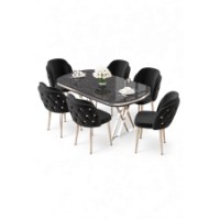 Комплект для столовой Hanah Home Zae Black Marble Chrome Black фото №2 — интернет-магазин Desire.md