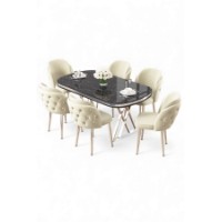Комплект для столовой Hanah Home Zae Black Marble Chrome Cream фото №2 — интернет-магазин Desire.md