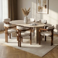 Set mobilă pentru bucătărie Hanah Home Meridia 6 Travertine Walnut White