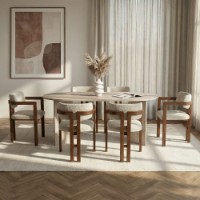 Set mobilă pentru bucătărie Hanah Home Meridia 6 Travertine Walnut White imaginea #2 — magazin online Desire.md