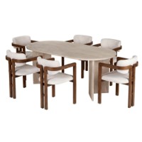 Set mobilă pentru bucătărie Hanah Home Meridia 6 Travertine Walnut White imaginea #3 — magazin online Desire.md