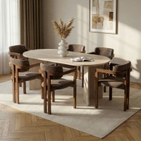 Комплект для столовой Hanah Home Meridia 6 Travertine Walnut Brown