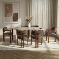 Комплект для столовой Hanah Home Meridia 6 Travertine Walnut Brown фото №2 — интернет-магазин Desire.md