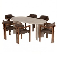 Комплект для столовой Hanah Home Meridia 6 Travertine Walnut Brown фото №3 — интернет-магазин Desire.md