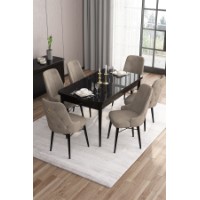 Комплект для столовой Hanah Home Are Black Marble Cappuccino