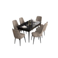 Комплект для столовой Hanah Home Are Black Marble Cappuccino фото №2 — интернет-магазин Desire.md