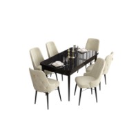 Комплект для столовой Hanah Home Are Black Marble Cream фото №2 — интернет-магазин Desire.md