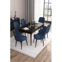Комплект для столовой Hanah Home Are Black Marble Navy Blue