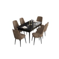Комплект для столовой Hanah Home Are Black Marble Brown фото №2 — интернет-магазин Desire.md