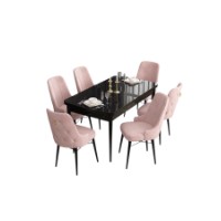 Комплект для столовой Hanah Home Are Black Marble Pink фото №2 — интернет-магазин Desire.md
