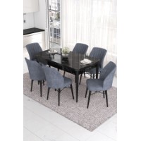 Комплект для столовой Hanah Home Eva Black Marble Fume