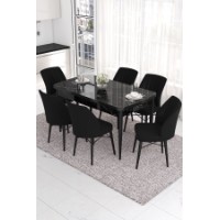 Комплект для столовой Hanah Home Eva Black Marble Black