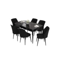 Комплект для столовой Hanah Home Eva Black Marble Black фото №2 — интернет-магазин Desire.md