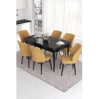 Комплект для столовой Hanah Home Eva Black Marble Cappuccino