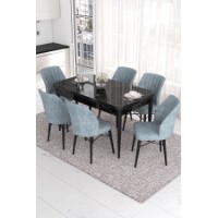 Комплект для столовой Hanah Home Eva Black Marble Grey