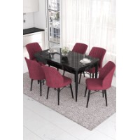 Set mobilă pentru bucătărie Hanah Home Eva Black Marble Burgundy