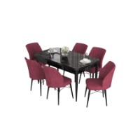 Set mobilă pentru bucătărie Hanah Home Eva Black Marble Burgundy imaginea #2 — magazin online Desire.md