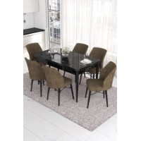 Комплект для столовой Hanah Home Eva Black Marble Brown