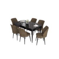 Комплект для столовой Hanah Home Eva Black Marble Brown фото №2 — интернет-магазин Desire.md