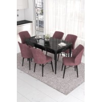 Комплект для столовой Hanah Home Eva Black Marble Dusty Rose