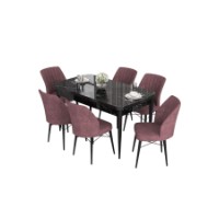 Комплект для столовой Hanah Home Eva Black Marble Dusty Rose фото №2 — интернет-магазин Desire.md