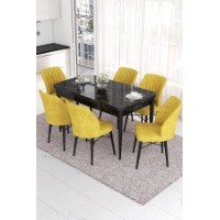 Комплект для столовой Hanah Home Eva Black Marble Mustard