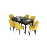 Комплект для столовой Hanah Home Eva Black Marble Mustard фото №2 — интернет-магазин Desire.md