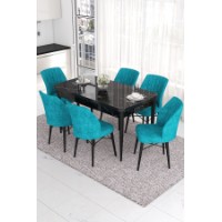 Комплект для столовой Hanah Home Eva Black Marble Turquoise