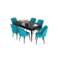 Комплект для столовой Hanah Home Eva Black Marble Turquoise фото №2 — интернет-магазин Desire.md