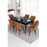 Комплект для столовой Hanah Home Eva Black Marble Tile Red