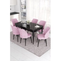 Комплект для столовой Hanah Home Eva Black Marble Pink