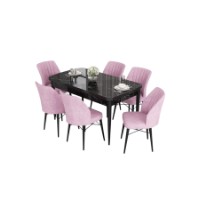 Комплект для столовой Hanah Home Eva Black Marble Pink фото №2 — интернет-магазин Desire.md
