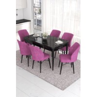 Комплект для столовой Hanah Home Eva Black Marble Purple