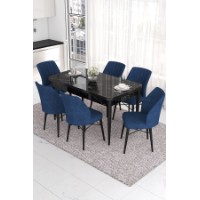 Комплект для столовой Hanah Home Eva Black Marble Navy Blue