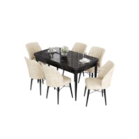 Set mobilă pentru bucătărie Hanah Home Eva Black Marble Cream imaginea #2 — magazin online Desire.md