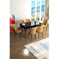 Комплект для столовой Hanah Home Han Black Marble Cappuccino