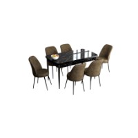 Комплект для столовой Hanah Home Han Black Marble Brown фото №2 — интернет-магазин Desire.md