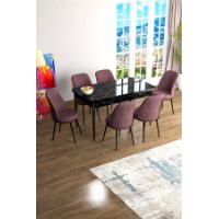 Комплект для столовой Hanah Home Han Black Marble Dusty Rose