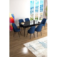 Комплект для столовой Hanah Home Han Black Marble Navy Blue