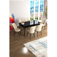 Комплект для столовой Hanah Home Han Black Marble Cream
