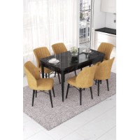 Комплект для столовой Hanah Home Nef Black Marble Cappuccino