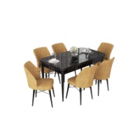 Комплект для столовой Hanah Home Nef Black Marble Cappuccino фото №2 — интернет-магазин Desire.md