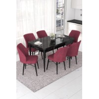 Комплект для столовой Hanah Home Nef Black Marble Burgundy
